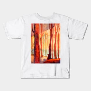 Red forest, sunset Kids T-Shirt